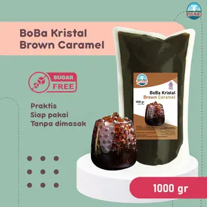 BOBA KRISTAL BROWN CARAMEL @1KG /1000GR/ JELLY BOBA PRAKTIS SIAP SAJI