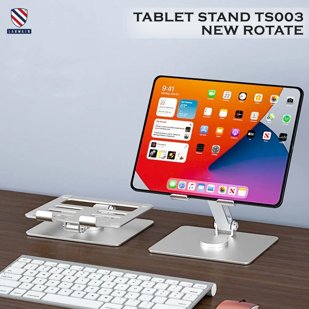 Lanwain Tablet Stand Holder Desktop POS Meja Kasir Aluminium LW-TS003
