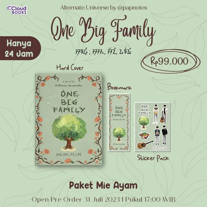 Gambar PRE ORDER - ONE BIG FAMILY - RIFFANNY DEVANISHA - CLOUDBOOK PUBLISHING dari bumifiksipadang Kota Padang 4 Tokopedia