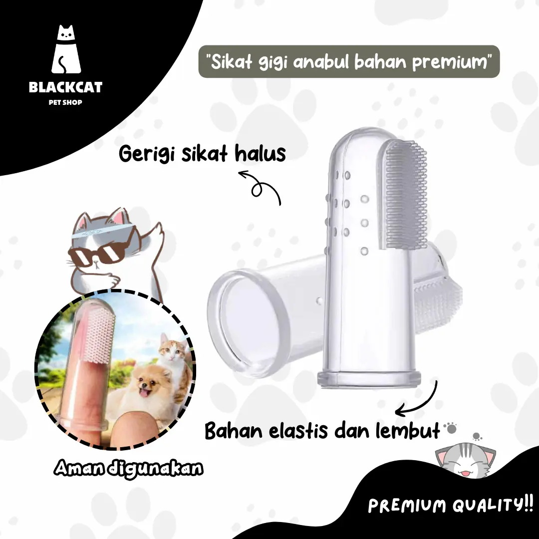 Sikat Gigi Kucing Super Lembut / Sikat Gigi Hewan Jari Bahan Silikon