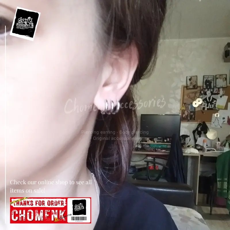 Piercing earring anting tindik barbel jepit silver titanium. 2