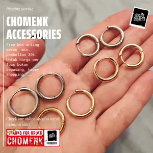 Piercing earring anting tindik barbel jepit silver titanium.
