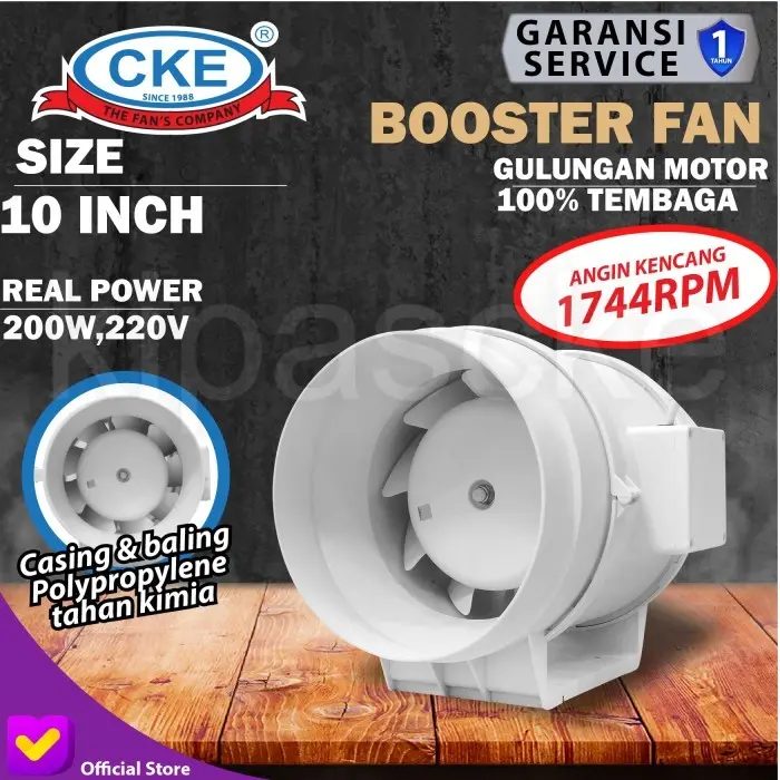Inline Duct Fan PP Plastik 10 inch CDI-BXF-250(2C)-NB Ventilasi 0