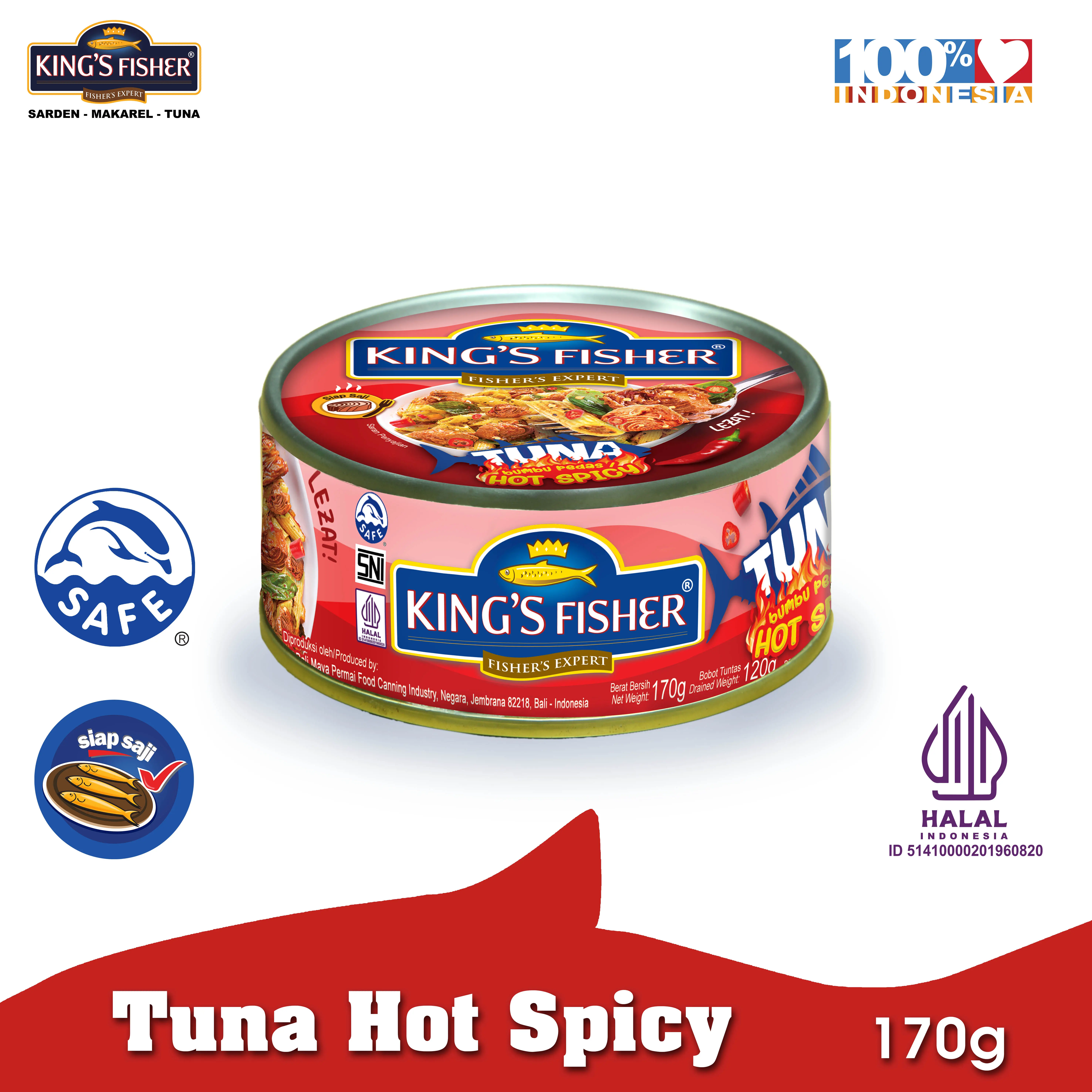 King's Fisher Tuna Canned Hot Spicy Daging Tuna Makanan Kaleng 170 g