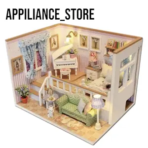 Cute Room Miniatur Rumah Boneka 3D DIY 1:24 + Cover - M026 - A_S