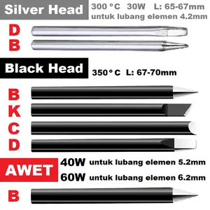 Mata Solder Black Silver Diamond 30W 40W 60W Iron Head Ujung Tip Awet