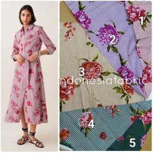 Kain Bahan meteran Katun Jepang Tokai senko motif New Shabbystripes