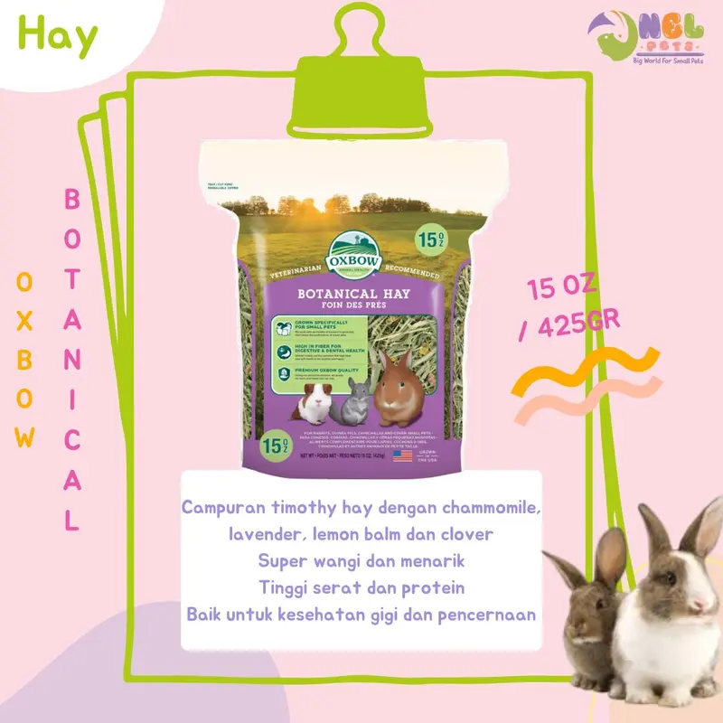 OXBOW BOTANICAL HAY 15oz / Rumput Hay Kelinci / Makanan Kelinci