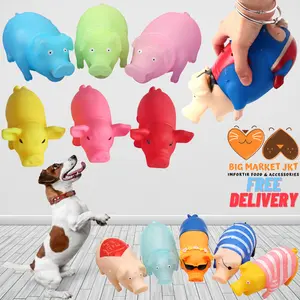 BESAR Mainan Anjing Boneka Babi Bunyi Pet Dog Toy Pig Sound Squeaky