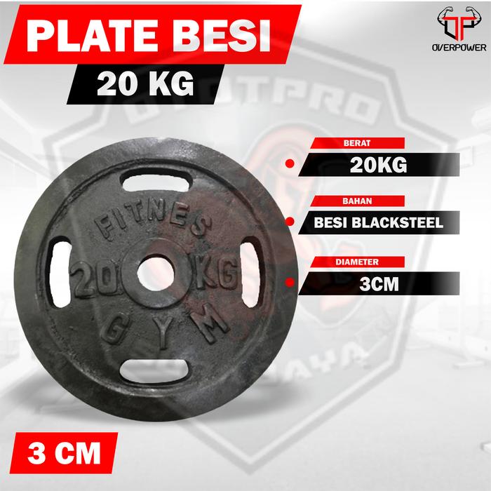 Gambar [3 CM] Plate Barbell Besi 20 KG /Iron/Gym/Fitness/Lempengan/Dumbbell dari Ototpro Surabaya Kota Surabaya Tokopedia