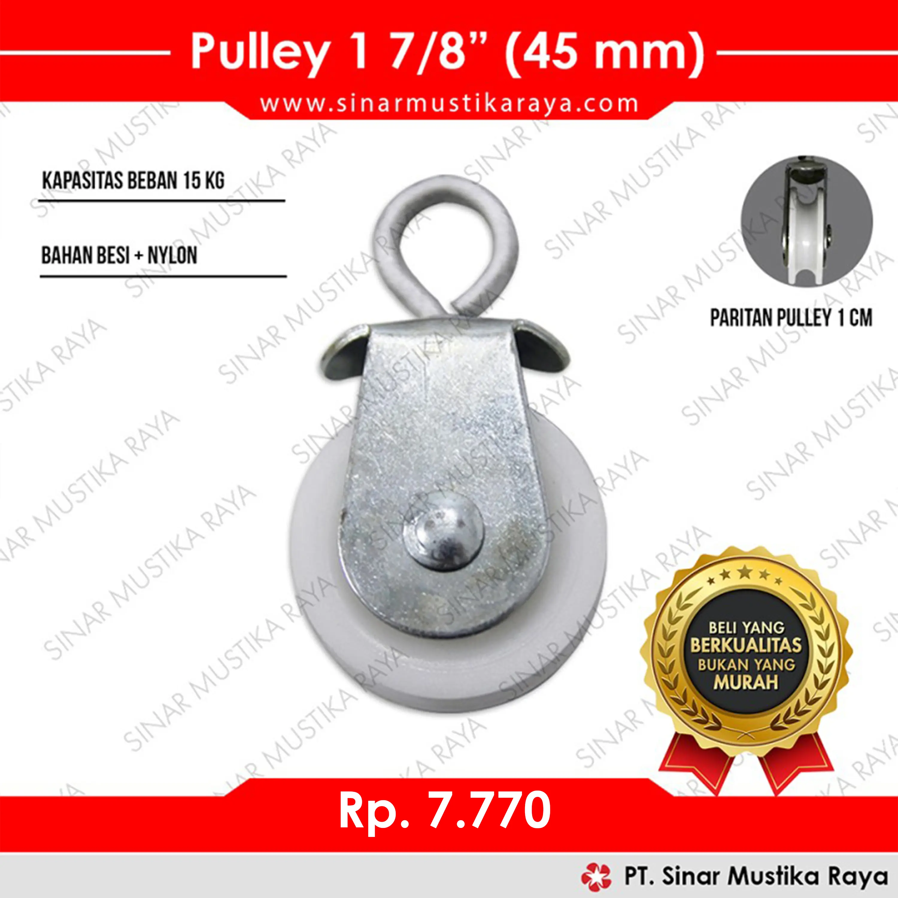 Pulley / Katrol 1 7/8" (45mm) - Kap 15 kg - Alat Ternak Ayam Unggas