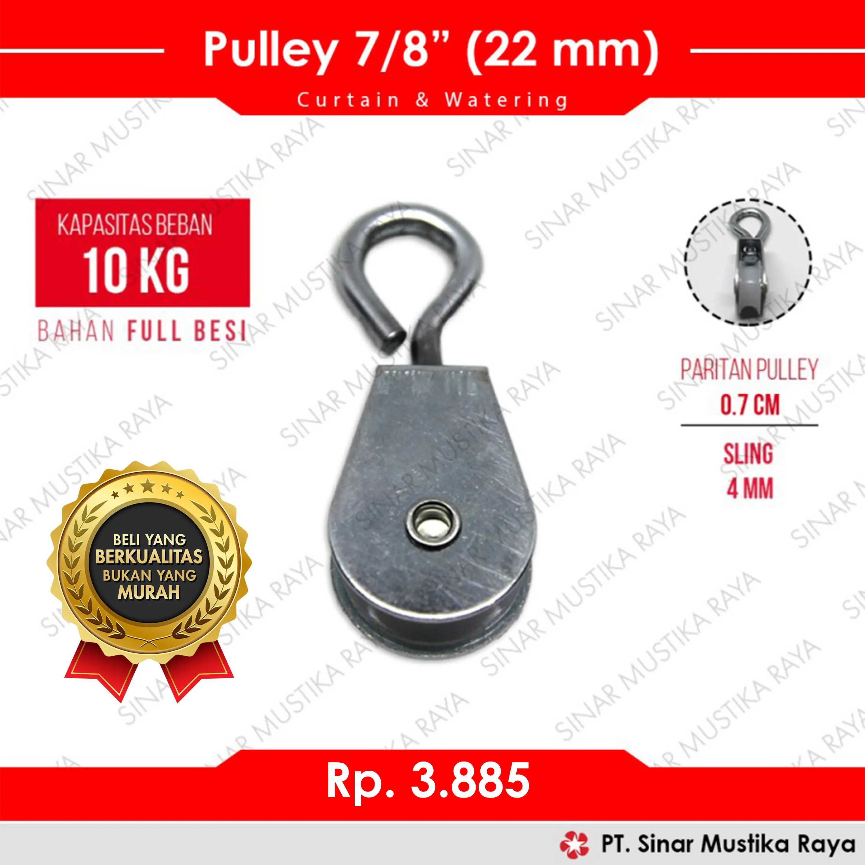 Pulley / Katrol 7/8" (22mm) - Kap 10 kg - Alat Ternak Ayam Unggas