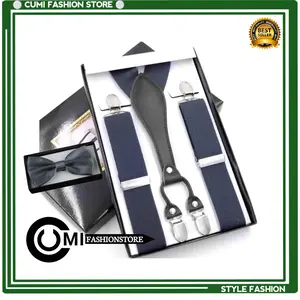 Paket Hemat Suspender Capit 4 Abu Dasi Kupu Kupu Pria Dewasa Abu