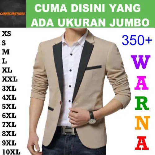 Jas Pria Blazer Cowok Celana Rompi Dasi MOKA KREM KOMBINASI HITAM 0