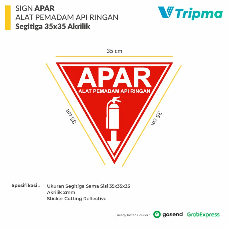 Rambu APAR Segitiga 35cm x 35cm x 35cm Reflective 1