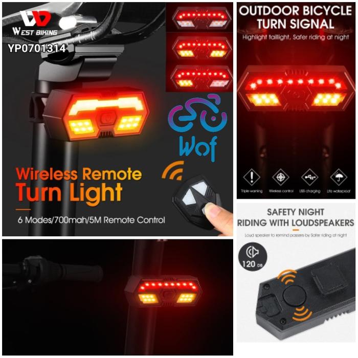 Gambar WEST BIKING 314 Lampu Sen Sepeda USB Wireless Bicycle Sein Tail Light dari Wof Wheel of Fortune Official Kab. Tangerang Tokopedia