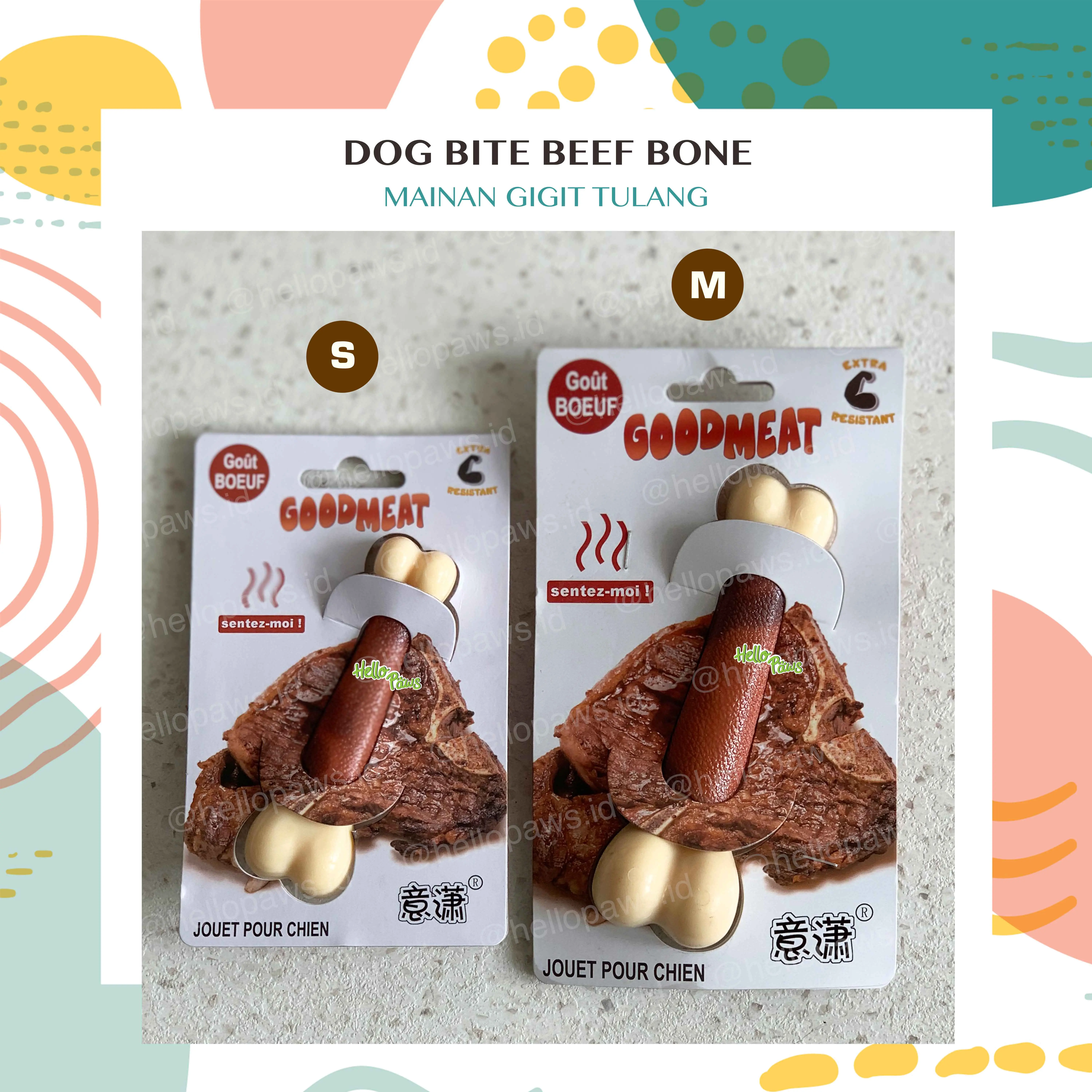 Yummy Beef Bone Bite Dog Teether - Mainan Gigit Tulang Kunyah Anjing