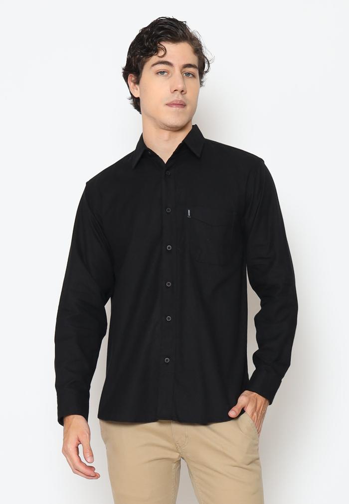 Gambar HEMMEH Kemeja Flanel Hitam Polos - 3XL dari HEMMEH.ID Kota Bandung Tokopedia