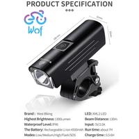 Gambar WEST BIKING QB105 Lampu Sepeda 1300 Lumen 4500mAh Bicycle Front Light dari Wof Wheel of Fortune Official Kab. Tangerang 2 Tokopedia
