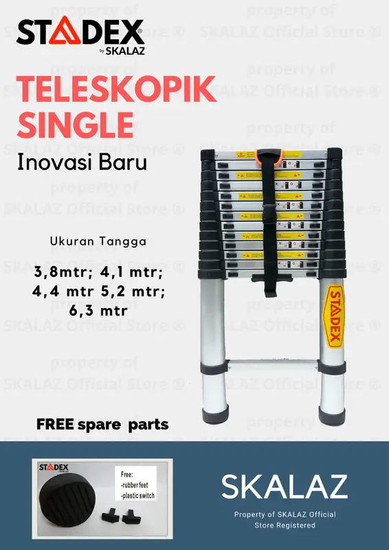 Tangga Teleskopik Single 3,8 mtr Merk STADEX by Skalaz 1