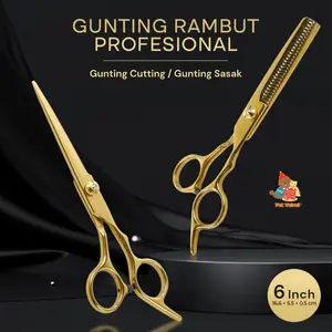 Gunting Rambut Hewan Cutting/Sasak - Gold Scissors Stainless Steel