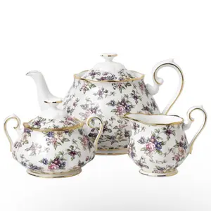 100 Years Royal Albert 1940 English Chintz Set Teapot Sugar Creamer