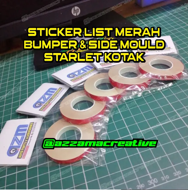Stiker List Merah Side Moulding dan Bumper Starlet 3