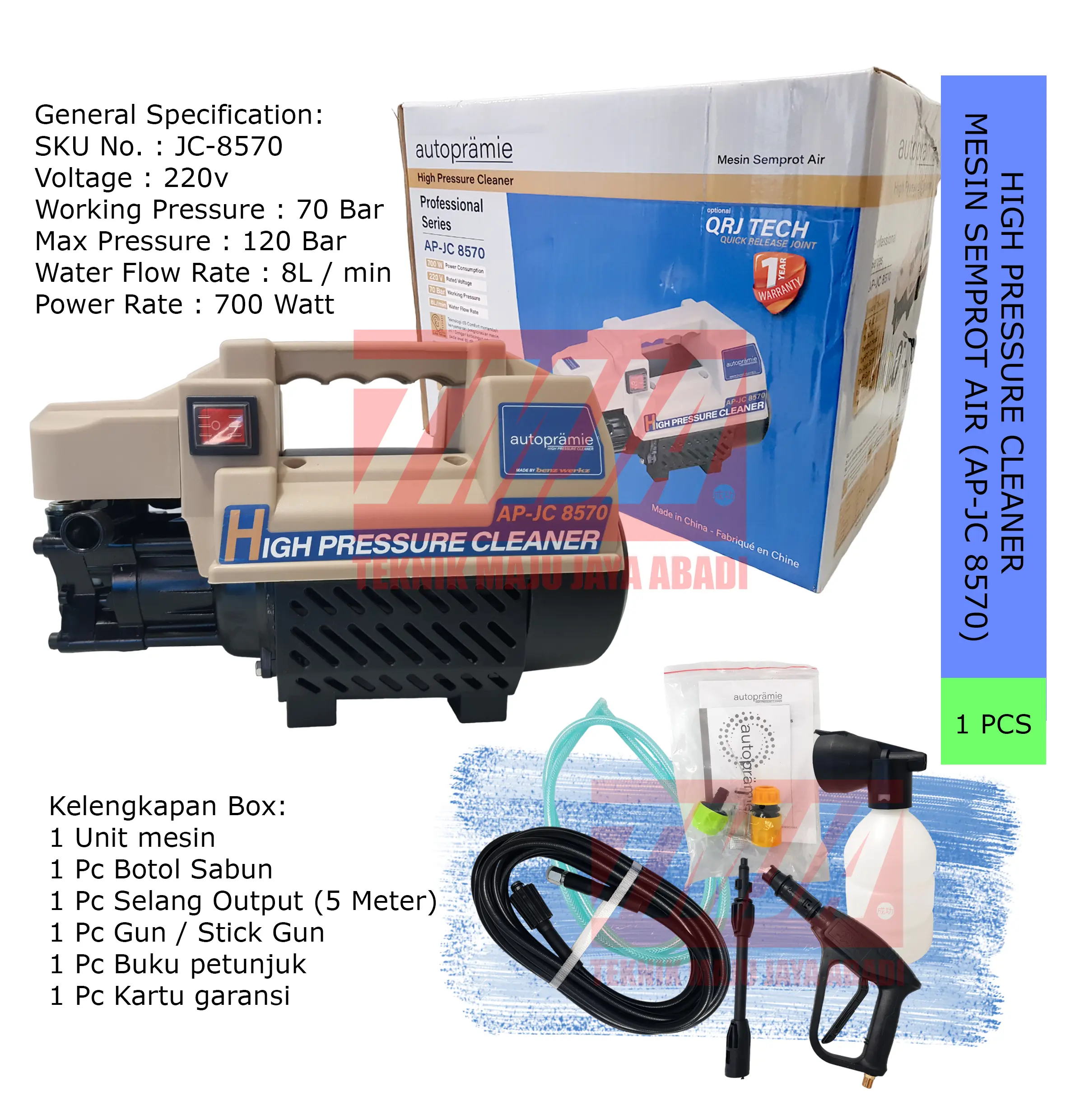 AUTOPRAMIE Mesin Semprot Air High Pressure Jet Cleaner Set AP-JC8570