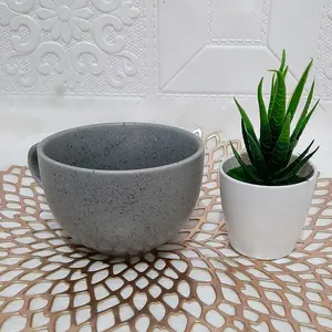 Gelas Keramik Jumbo Cantik Dengan Motif Jumbo Cup Panama Grey Gres Gri