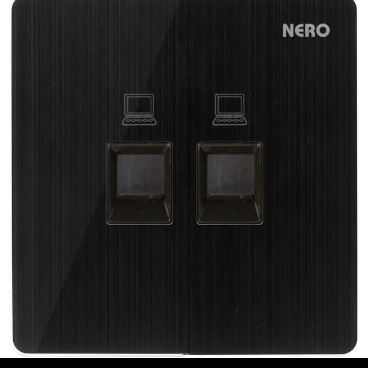 Saklar data cat5 cat6 double isi2 isi 2 nero titanium v11 black hitam