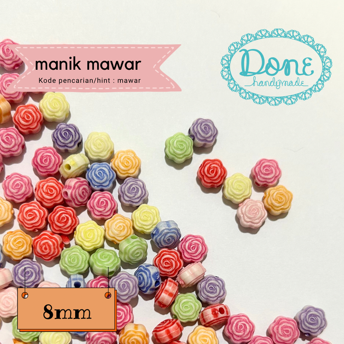 Gambar Manik manik mawar rose beads aksesoris dekorasi anak tali masker strap dari Done Handymade Kota Administrasi Jakarta Barat Tokopedia