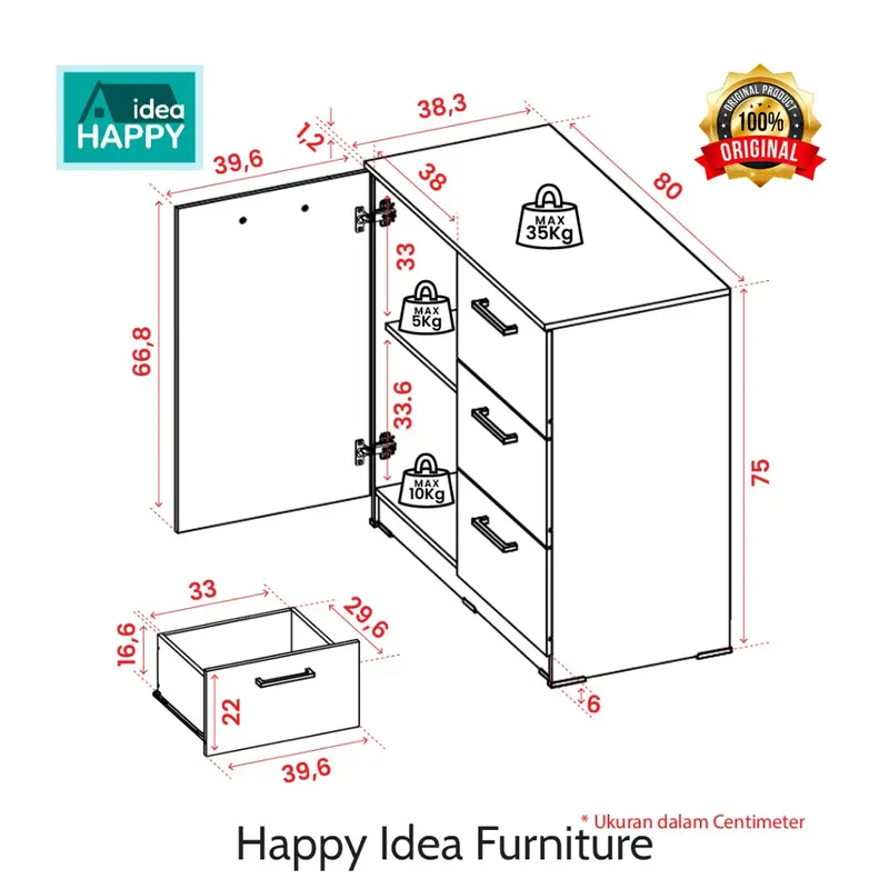 Happy Idea - ALBA SB 80 BUFET MINIMALIS MURAH ! - American White 4