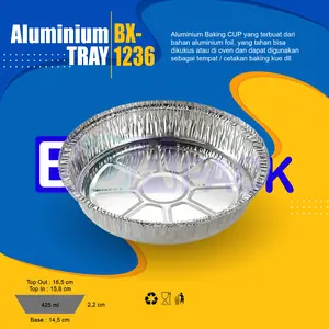 ( ISI 100 PCS ) ALUMINIUM MODEL BULAT BX-1236 - RX-425 - WADAH ALUMINUM FOIL RX 425