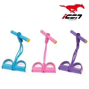 PEDAL SIT UP PULL ROPE FITNESS 4 TUBE EXERCISE BAND YOGA BODY TRIMMER