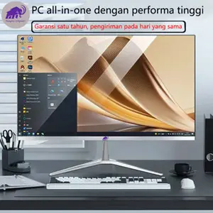 MA Komputer All-in-One Terbaru HD Super Tipis Intel Core i3/i5 Untuk Rumah, Belajar, Kantor, dan Hiburan - 19/22/24 Inci Gratis Mouse + Keyboard，Cocok untuk desain, rumah, hiburan, kantor Kemasan Kayu & Garansi Garansi 1 Tahun Kabel Putih
