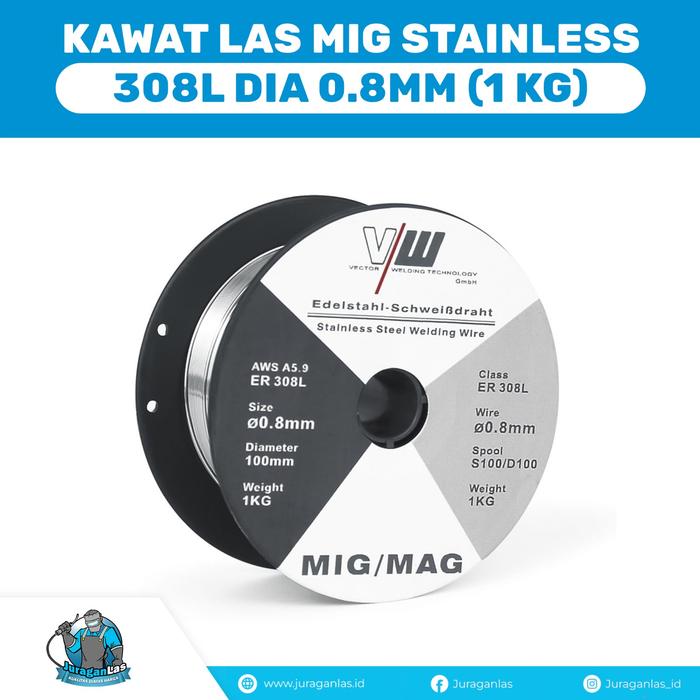Gambar Kawat Las MIG Stainless Wire 308L diameter 0.8mm berat 1 kg dari Juragan Las_NEW Kota Administrasi Jakarta Pusat Tokopedia
