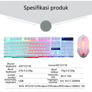Kombo Keyboard Mouse Gaming MENGMA dengan Lampu RGB untuk PC Desktop
