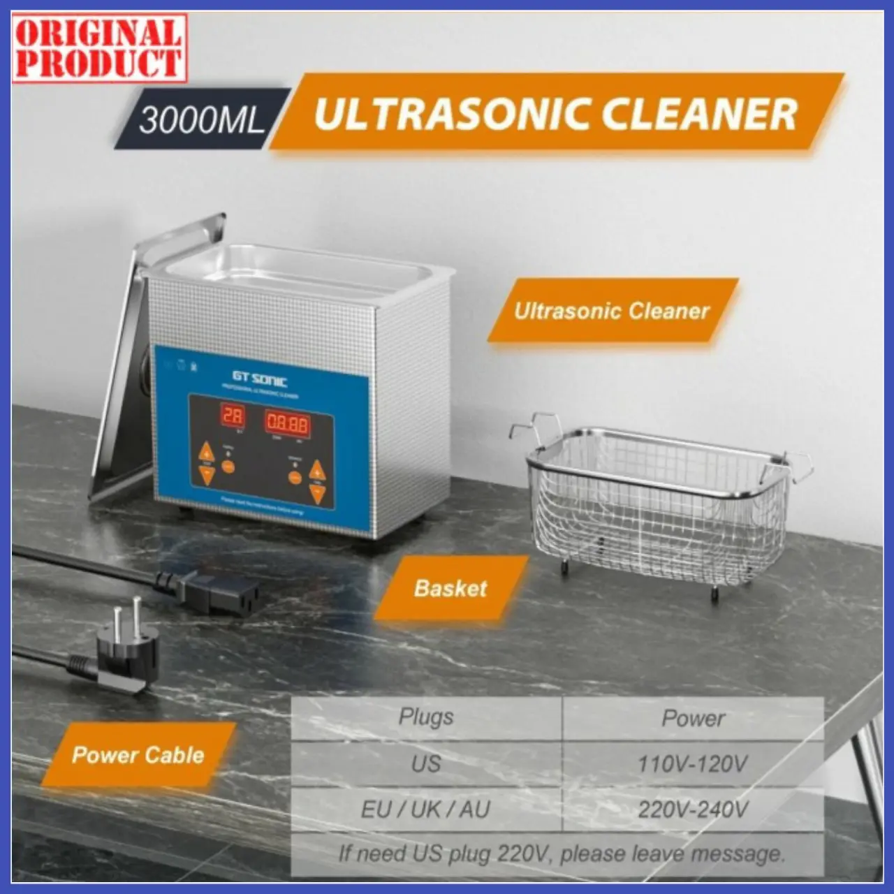 GT Sonic Ultrasonic Cleaner 3L Pembersih Ultrasonik Timer Ultra Sonic
