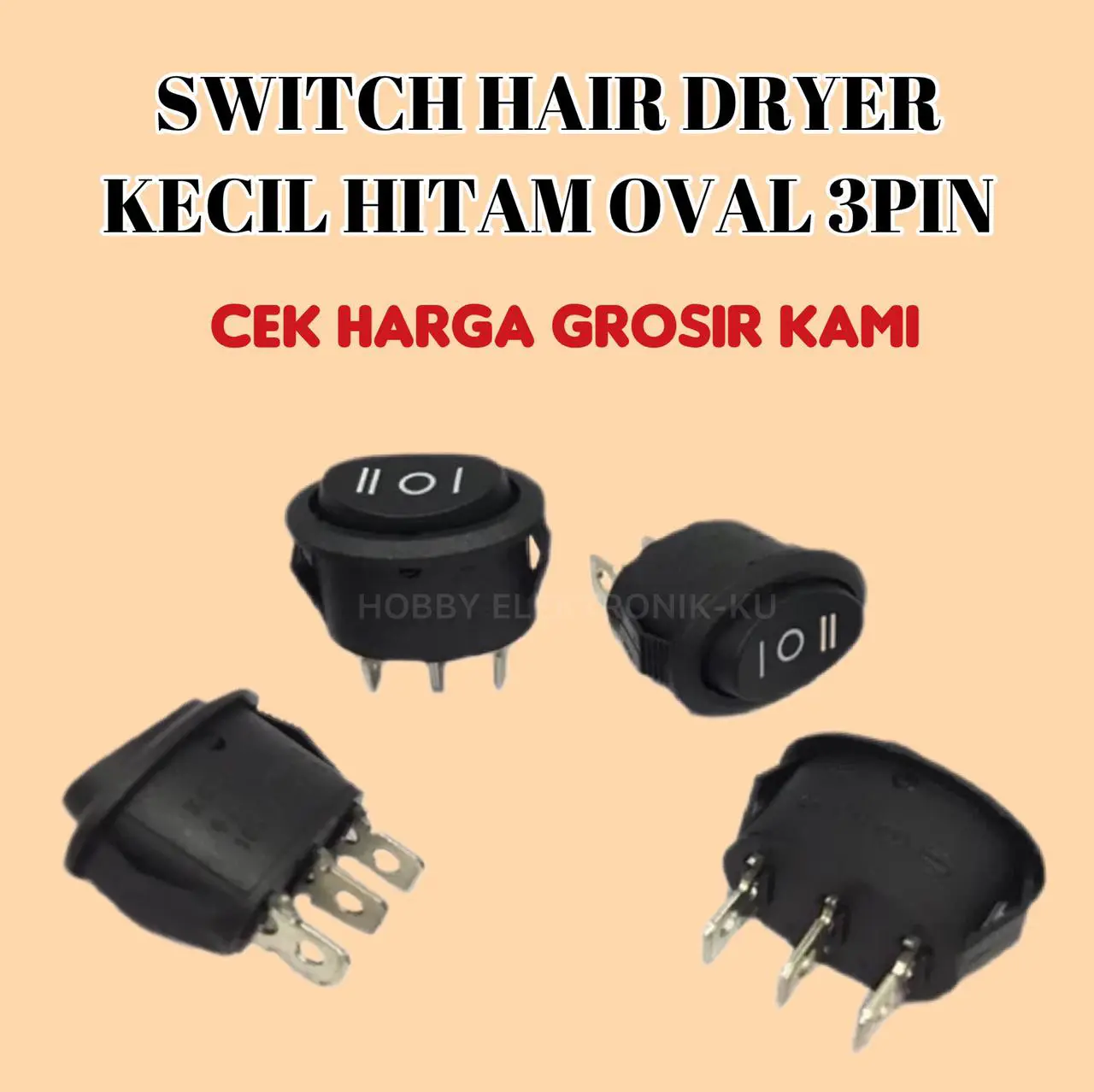 SWITCH HAIR DRYER KECIL HITAM OVAL 3PIN