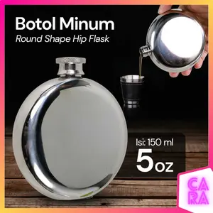 Botol Hip Flask Round Stainless Steel 5 Oz