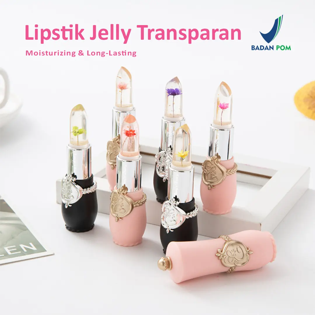 AMY'S DIARY Lipstik Jelly Bunga Transparan Moisturizing Crystal Flower