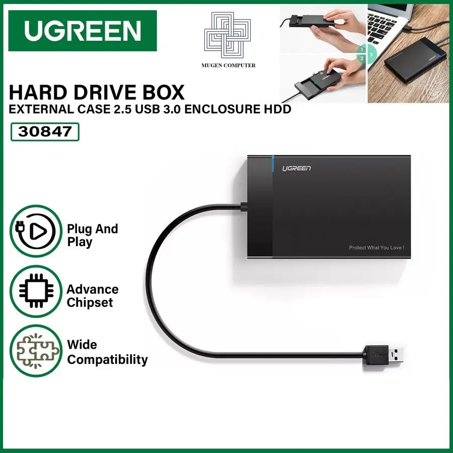 UGREEN 30847 38848 Case/Casing Enclosure HDD SSD USB 3.0 External/Portable