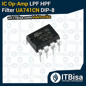 ITBisa - IC UA741CN / LM741 Op-Amp DIP-8 8 Pin | Penguat Operasional Inverting/Non-Inverting | Filter LPF/HPF/BPF, Komparator, Integrator | Bukan SMD, Cocok Breadboard/PCB