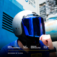 Gambar CLEAN (No.46) Kaca Helm Bogo / Retro Flat / Datar Iridium - Revo Blue dari GMA Product Series Kota Administrasi Jakarta Barat 2 Tokopedia