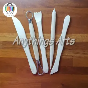 Wooden Clay Pottery Sculpting Tools set 5 Alat Ukir Cukil Modeling