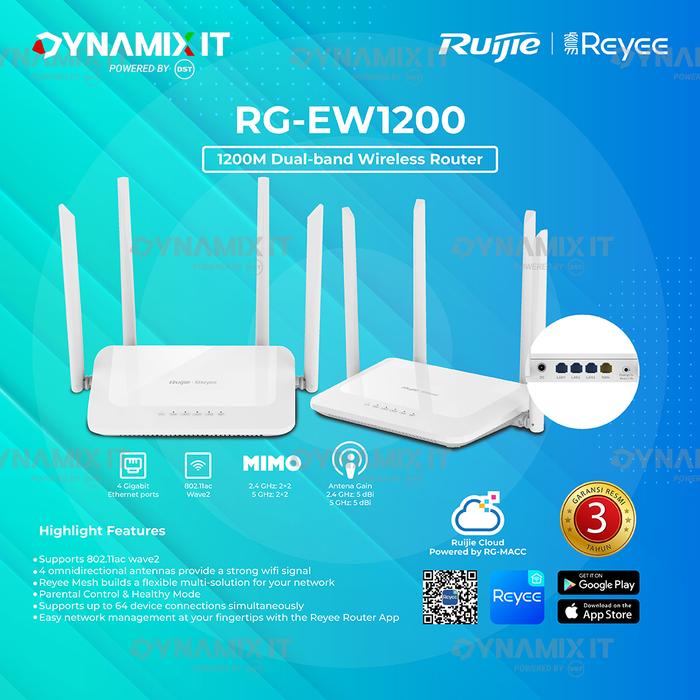 Gambar Router Ruijie RG-EW1200 1200M Dual-band Wireless Router AC MU-MIMO dari DYNAMIX IT Kota Surabaya Tokopedia