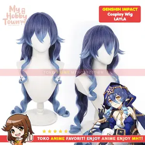 Wig Cosplay Anime Game Genshin Impact Layla Sumeru Rambut Palsu