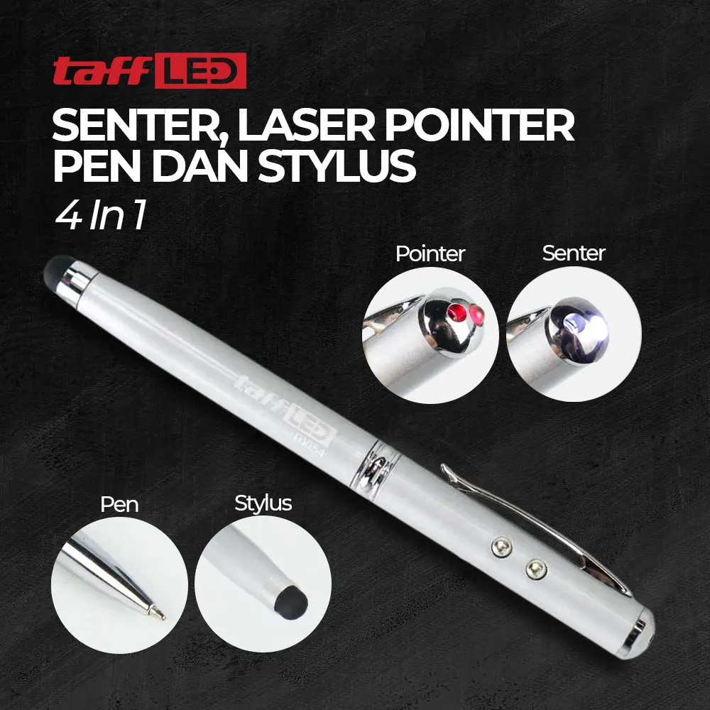 4 in 1 Senter + Laser Pointer + Pen + Stylus - T0054