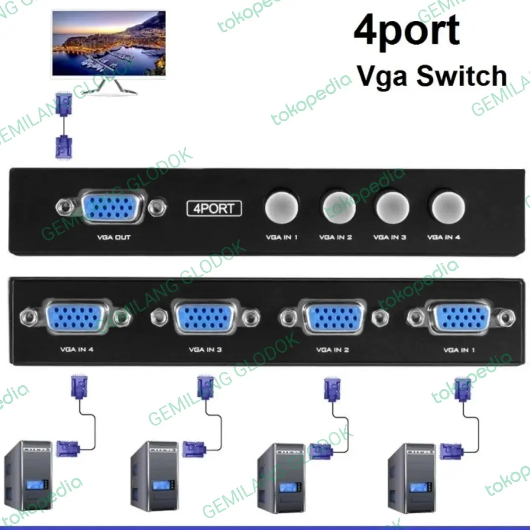 NEW VGA Switch 4Port / VGA Switcher 4 Port - Original