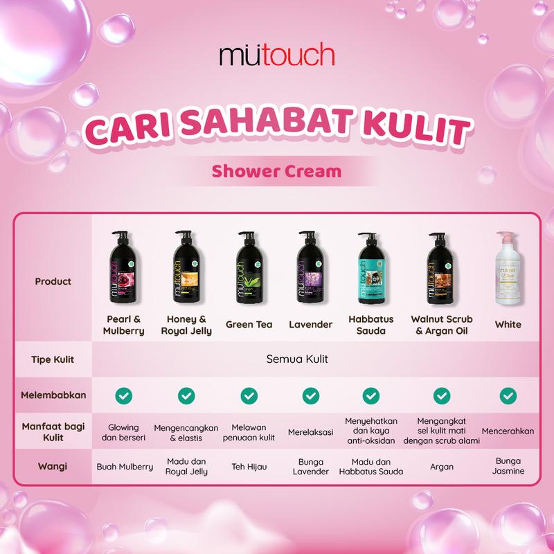 MuTouch Goat's Milk Shower Cream Pearl and Mulberry 800ml (Sabun Mandi) 4